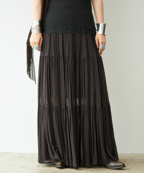 Deuxieme Classe(ドゥーズィエムクラス)の「*Sheer Boho スカート(スカート・レディース・カーキ/ブラック・38/36)」の5枚目の写真