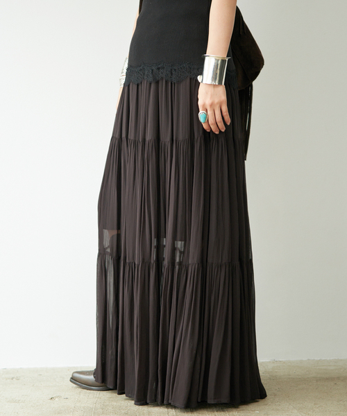 Deuxieme Classe(ドゥーズィエムクラス)の「*Sheer Boho スカート(スカート・レディース・カーキ/ブラック・38/36)」の7枚目の写真
