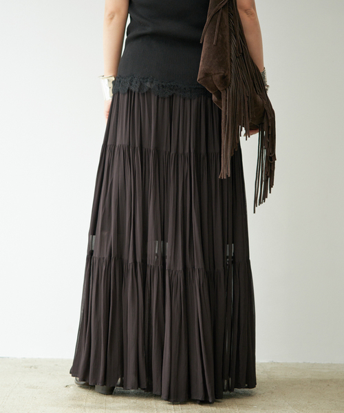 Deuxieme Classe(ドゥーズィエムクラス)の「*Sheer Boho スカート(スカート・レディース・カーキ/ブラック・38/36)」の8枚目の写真