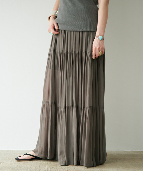 Deuxieme Classe(ドゥーズィエムクラス)の「*Sheer Boho スカート(スカート・レディース・カーキ/ブラック・38/36)」の14枚目の写真