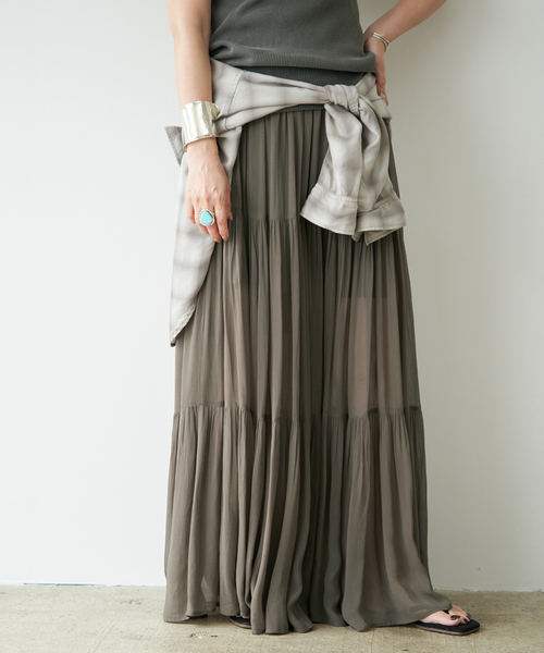 Deuxieme Classe(ドゥーズィエムクラス)の「*Sheer Boho スカート(スカート・レディース・カーキ/ブラック・38/36)」の15枚目の写真
