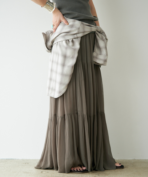 Deuxieme Classe(ドゥーズィエムクラス)の「*Sheer Boho スカート(スカート・レディース・カーキ/ブラック・38/36)」の16枚目の写真
