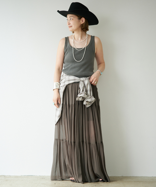 Deuxieme Classe(ドゥーズィエムクラス)の「*Sheer Boho スカート(スカート・レディース・カーキ/ブラック・38/36)」の17枚目の写真