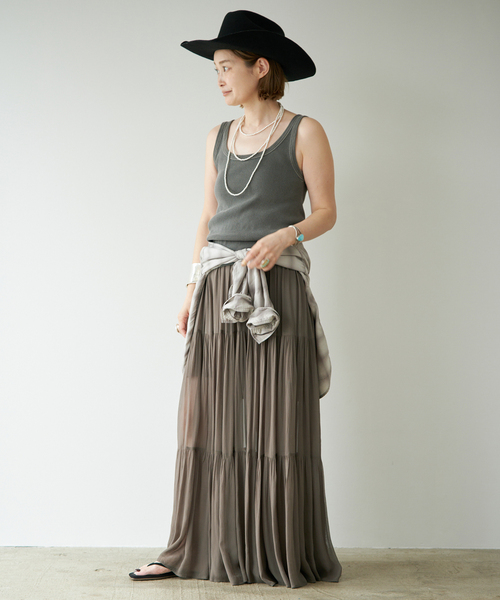 Deuxieme Classe(ドゥーズィエムクラス)の「*Sheer Boho スカート(スカート・レディース・カーキ/ブラック・38/36)」の18枚目の写真