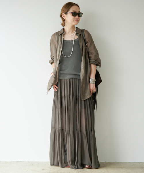 Deuxieme Classe(ドゥーズィエムクラス)の「*Sheer Boho スカート(スカート・レディース・カーキ/ブラック・38/36)」の20枚目の写真