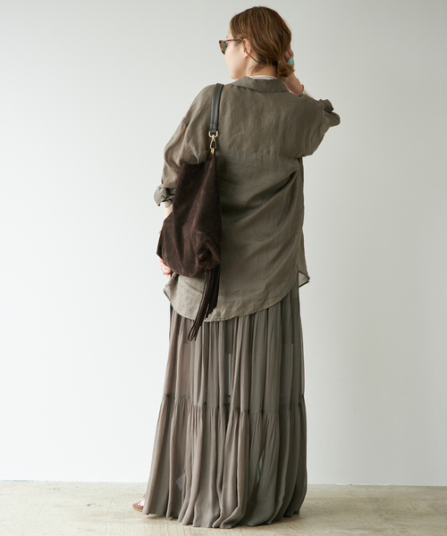 Deuxieme Classe(ドゥーズィエムクラス)の「*Sheer Boho スカート(スカート・レディース・カーキ/ブラック・38/36)」の21枚目の写真