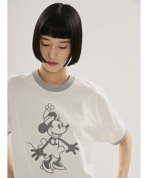 emmi(エミ)の「【emmi×GOOD ROCK SPEED】MINNIE MOUSE/リンガー Tシャツ(Tシャツ/カットソー・レディース・グレー/ホワイト・F)」の6枚目の写真