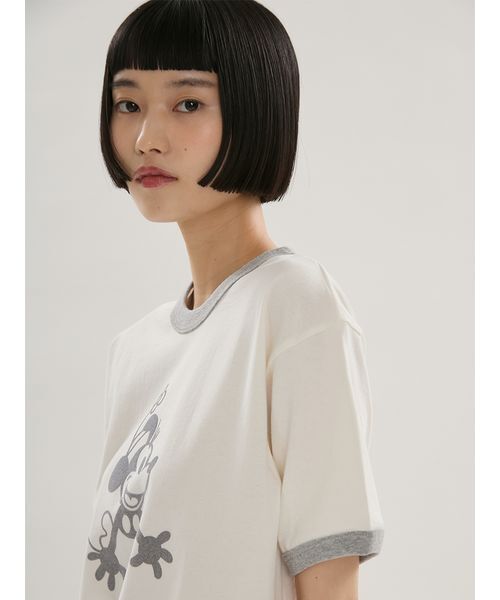 emmi(エミ)の「【emmi×GOOD ROCK SPEED】MINNIE MOUSE/リンガー Tシャツ(Tシャツ/カットソー・レディース・グレー/ホワイト・F)」の7枚目の写真