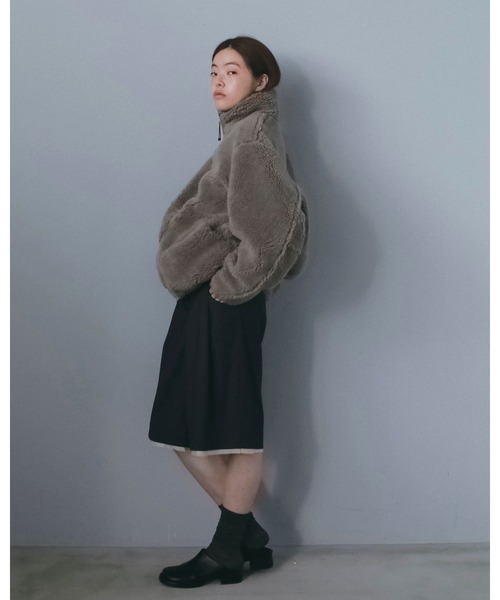 anuke(アンヌーク)の「Boa Zip Blouson(ブルゾン・レディース・チャコールグレー/ベージュ・38inch/36inch)」の8枚目の写真
