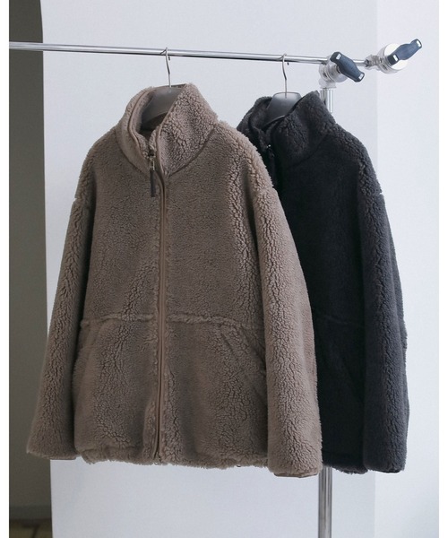 anuke(アンヌーク)の「Boa Zip Blouson(ブルゾン・レディース・チャコールグレー/ベージュ・38inch/36inch)」の3枚目の写真