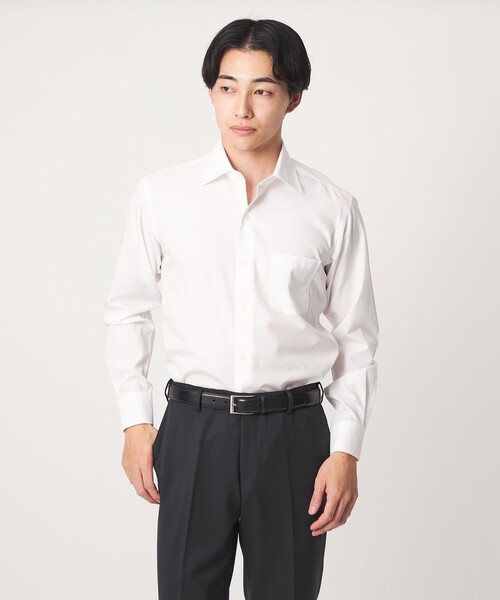 green label relaxing(グリーンレーベルリラクシング)の「コットン ブロード ワイドカラー ドレスシャツ -形態安定-(ビジネスシャツ・メンズ・ホワイト・38cm/41cm/42cm/40cm/43cm/37cm/39cm)」の1枚目の写真