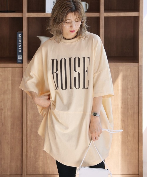 reca(レカ)の「パウダー加工ロゴプリントBIGTシャツ(Tシャツ/カットソー・レディース・グリーン/アイボリー/ボルドー/チャコール・FREE)」の2枚目の写真