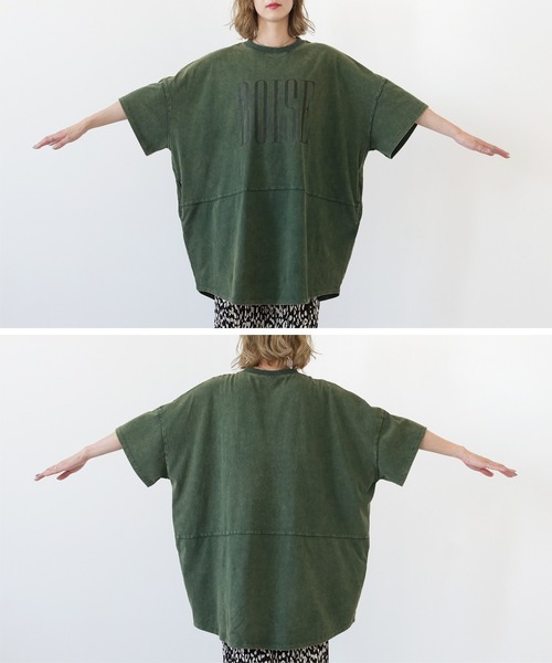 reca(レカ)の「パウダー加工ロゴプリントBIGTシャツ(Tシャツ/カットソー・レディース・グリーン/アイボリー/ボルドー/チャコール・FREE)」の12枚目の写真