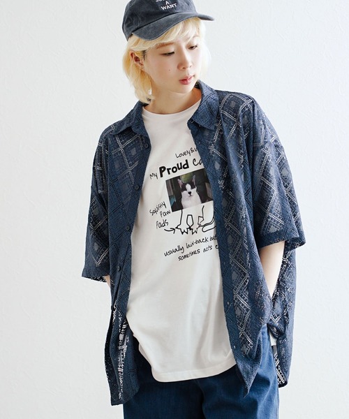 e-zakkamania stores(イーザッカマニアストアーズ)の「自慢のネコプリント BIGTシャツ(Tシャツ/カットソー・レディース・オフホワイト・フリー)」の4枚目の写真