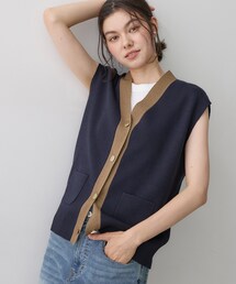 バイカラー ニットベスト