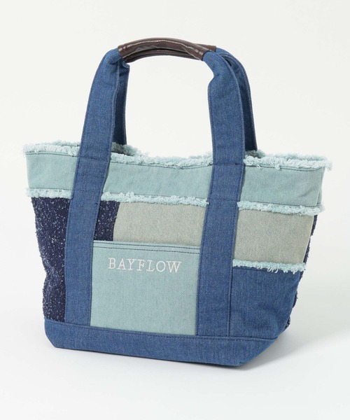 BAYFLOW（ベイフロー）の「[A4サイズ収納可能]Mサイズデニム切替ロゴトート（トートバッグ・レディース・ブラック/ブルー・FREE）」の7枚目の写真