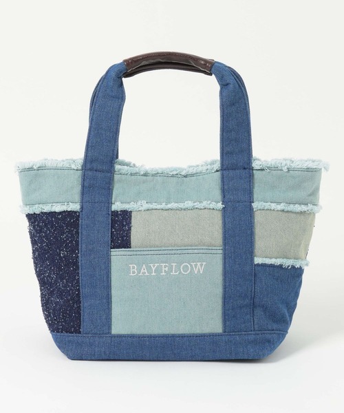 BAYFLOW（ベイフロー）の「[A4サイズ収納可能]Mサイズデニム切替ロゴトート（トートバッグ・レディース・ブラック/ブルー・FREE）」の8枚目の写真