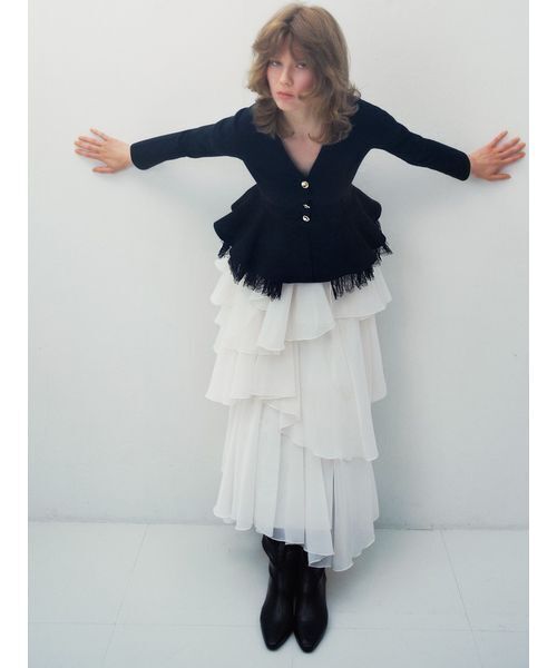 SNIDEL（スナイデル）の「ペプラムニットジャケット（テーラードジャケット・レディース・ブラック/アイボリー/バーガンディー・0/1）」の21枚目の写真