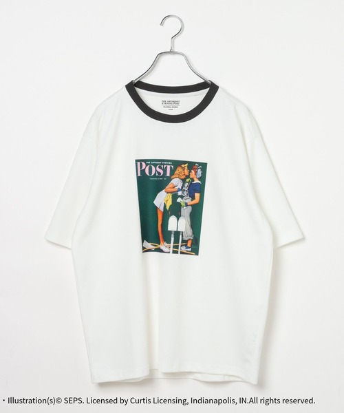 GLOBAL WORK(グローバルワーク)の「【The Saturday Evening Post】マイニチタキノウクルーTシャツ/1055053(Tシャツ/カットソー・メンズ・ホワイト/ブラック/チャコールグレー/オフホワイト・LARGE/SMALL/MEDIUM/X-LARGE)」の1枚目の写真