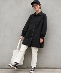 Sew loop（ソーループ）の「後タック長袖チュニックシャツジャケット・シャカシャカ素材ポケット付き（ナイロンジャケット）」
