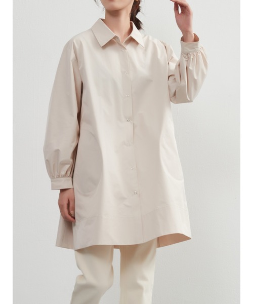 Sew loop（ソーループ）の「後タック長袖チュニックシャツジャケット・シャカシャカ素材ポケット付き（ナイロンジャケット・レディース・アイボリー/モカ/ブラック・M）」の14枚目の写真