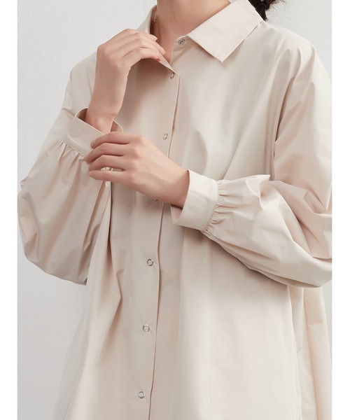Sew loop（ソーループ）の「後タック長袖チュニックシャツジャケット・シャカシャカ素材ポケット付き（ナイロンジャケット・レディース・アイボリー/モカ/ブラック・M）」の15枚目の写真