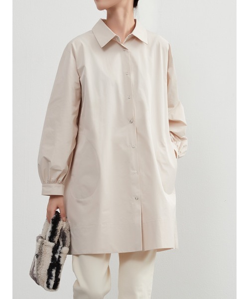 Sew loop（ソーループ）の「後タック長袖チュニックシャツジャケット・シャカシャカ素材ポケット付き（ナイロンジャケット・レディース・アイボリー/モカ/ブラック・M）」の17枚目の写真