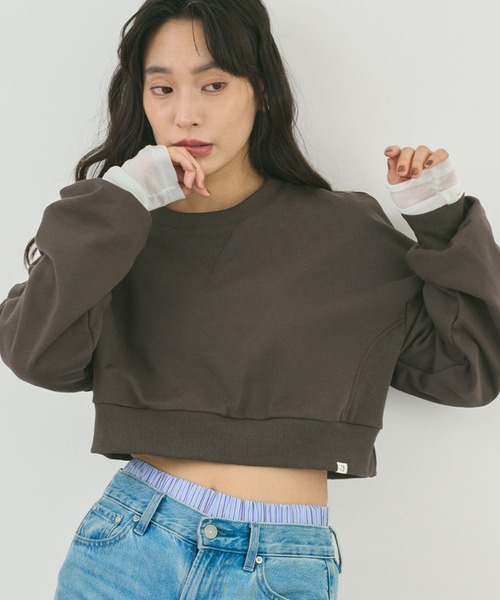 STELLA FISH(ステラフィッシュ)の「ショート丈スウェット(スウェット・レディース・レッド/杢グレー/チャコールグレー・FREE)」の2枚目の写真
