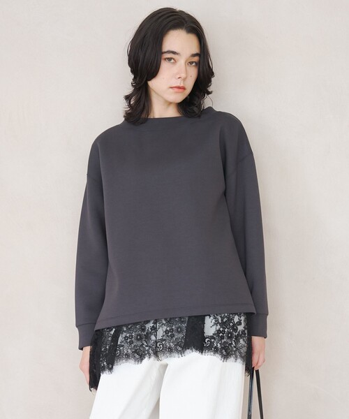 UNFILO(アンフィーロ)の「BEAUTY FORM JERSEY サイドスリット プルオーバー(スウェット・レディース・ブラック系/ライトグレー系1/レッド系/グレー系/ベージュ系・SMALL/MEDIUM)」の4枚目の写真