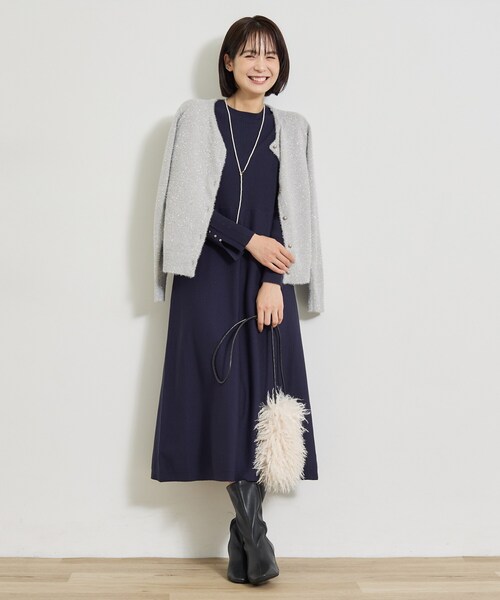 INDIVI（インディヴィ）の「【一着でコーデ完成！】ニットコンビ 美スタイルワンピース（ワンピース・レディース・ブラウン系/ブラック/ネイビー系4・38/05/40）」の10枚目の写真