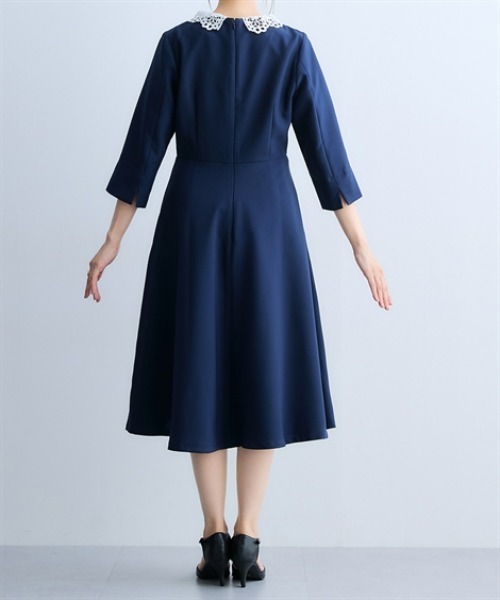 7days Life Styling(セブンデイズライフスタイリング)の「レース襟ウエスト切替フレアワンピース(ワンピース・レディース・ブラック/ネイビー・M/L/LL/3L/S)」の10枚目の写真