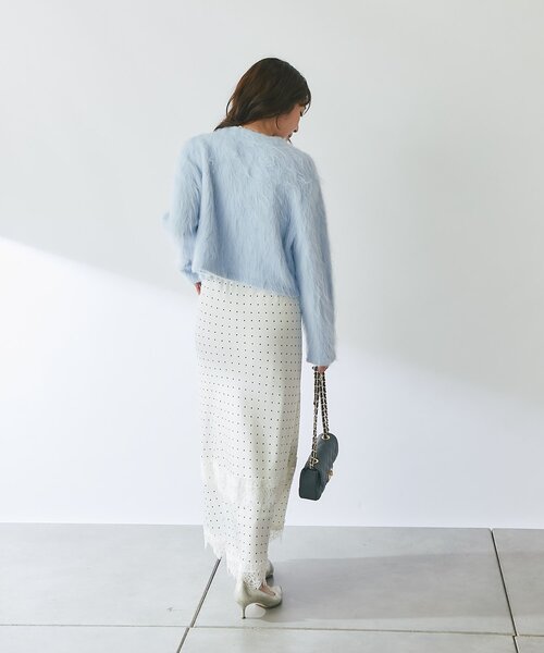 La boutique BonBon(ラブティックボンボン)の「【最強愛されニット】FUR加工ジャケットカーディガン(カーディガン/ボレロ・レディース・ピンク/サックスブルー・FREE)」の6枚目の写真