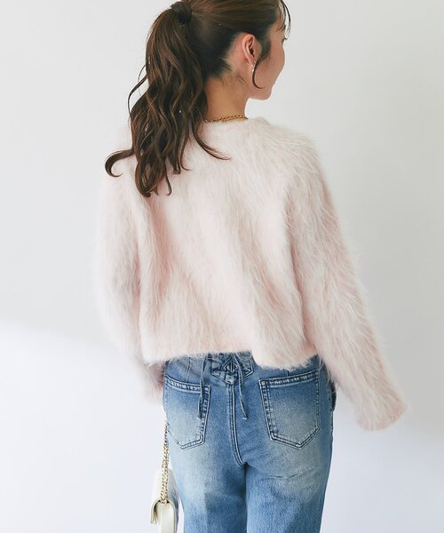 La boutique BonBon(ラブティックボンボン)の「【最強愛されニット】FUR加工ジャケットカーディガン(カーディガン/ボレロ・レディース・ピンク/サックスブルー・FREE)」の13枚目の写真