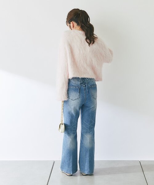La boutique BonBon(ラブティックボンボン)の「【最強愛されニット】FUR加工ジャケットカーディガン(カーディガン/ボレロ・レディース・ピンク/サックスブルー・FREE)」の16枚目の写真