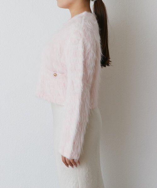 La boutique BonBon(ラブティックボンボン)の「【最強愛されニット】FUR加工ジャケットカーディガン(カーディガン/ボレロ・レディース・ピンク/サックスブルー・FREE)」の18枚目の写真