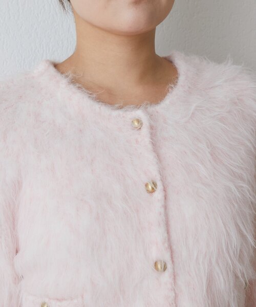 La boutique BonBon(ラブティックボンボン)の「【最強愛されニット】FUR加工ジャケットカーディガン(カーディガン/ボレロ・レディース・ピンク/サックスブルー・FREE)」の20枚目の写真