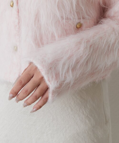 La boutique BonBon(ラブティックボンボン)の「【最強愛されニット】FUR加工ジャケットカーディガン(カーディガン/ボレロ・レディース・ピンク/サックスブルー・FREE)」の22枚目の写真