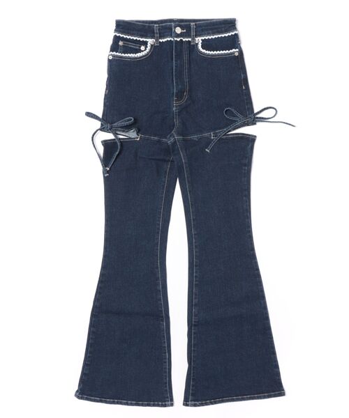 INGNI(イング)の「サイドリボンフレアデニムパンツ(デニムパンツ・レディース・グレー/ブルー系その他/ブルー系その他3/インディゴブルー・XS/S/M/L)」の2枚目の写真
