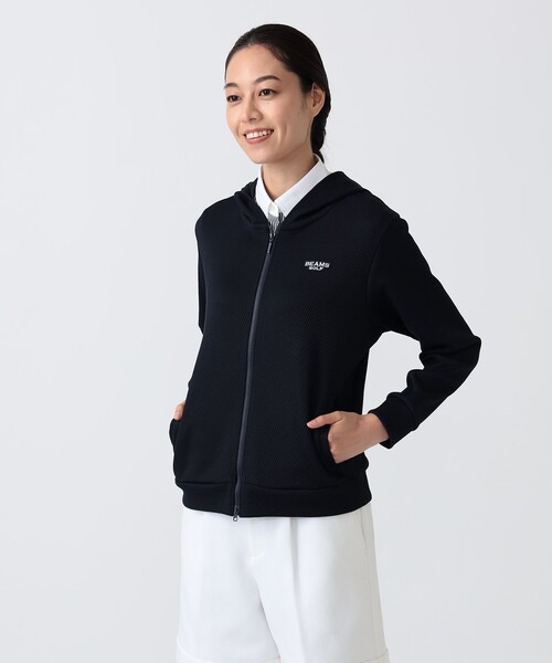 BEAMS GOLF(ビームスゴルフ)の「PURPLE LABEL / ボンディングジャージ フルジップ パーカー(スウェット・レディース・ネイビー/ホワイト系その他5・L/M/S)」の1枚目の写真