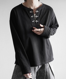 ELLUV（エルブ）の「【ELLUV/エルヴ】ファインコットン ファイヤーマンバックルヘンリーネックロンT（Tシャツ/カットソー）」