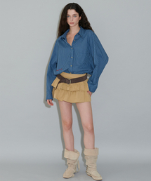 FRILL LAYERED SKORT, BEIGE