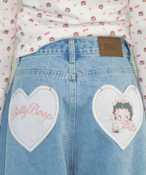 RONRON（ロンロン）の「BETTY BOOP HEART POCKET DENIM LIGHT BLUE（デニムパンツ・レディース・その他・SMALL/MEDIUM）」の2枚目の写真