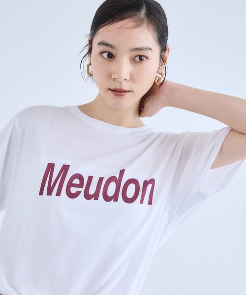 BARNYARDSTORM(バンヤードストーム)の「BARNYARDSTORM / MeudonロゴT(Tシャツ/カットソー・レディース・ホワイト/ブラウン・FREE)」の11枚目の写真