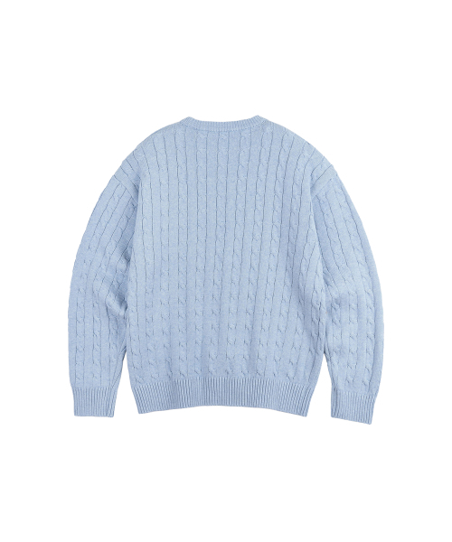SECONDMONO（セカンドモノローグ）の「Heavyweight Cable Crew Neck Knit [SKYBLUE]_COOSKT040SKYBLUE（ニット/セーター・レディース・その他・LARGE/SMALL/MEDIUM/X-SMALL）」の2枚目の写真