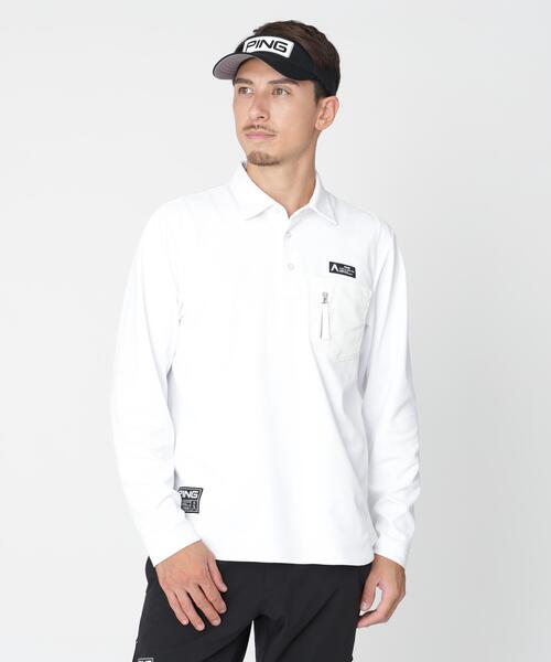 PING（ピン）の「[PING APPAREL] メッシュリバーニット長袖ポロシャツ ＜GOLD＞ (MENS)（ポロシャツ・メンズ・ホワイト/ベージュ/ブラック/カーキ・LL/L/M）」の2枚目の写真