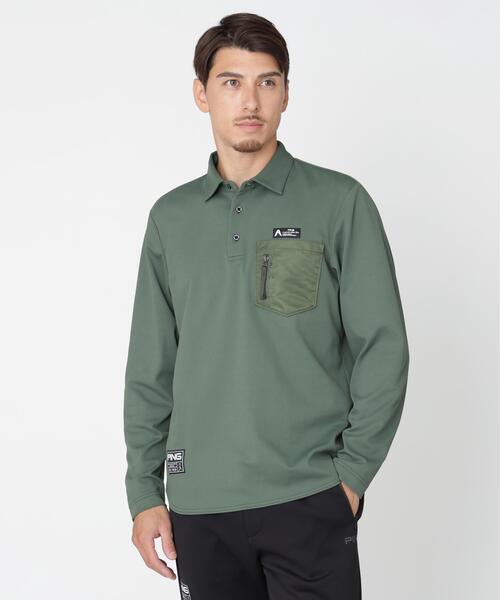 PING（ピン）の「[PING APPAREL] メッシュリバーニット長袖ポロシャツ ＜GOLD＞ (MENS)（ポロシャツ・メンズ・ホワイト/ベージュ/ブラック/カーキ・LL/L/M）」の4枚目の写真