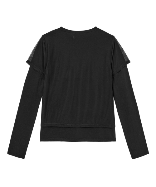 DEINET(ダイニット)の「SEE-THROUGH LAYERED LONG SLEEVE IN BLACK(Tシャツ/カットソー・レディース・その他・FREE)」の3枚目の写真