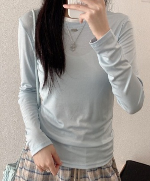 SHEPP(シープ)の「【26年秋冬新作】バイカラー配色リンガー長袖Tシャツ(Tシャツ/カットソー・レディース・ブルー/イエロー/ピンク/レッド/グレー/ブラウン/ブラック/ホワイト・F)」の11枚目の写真