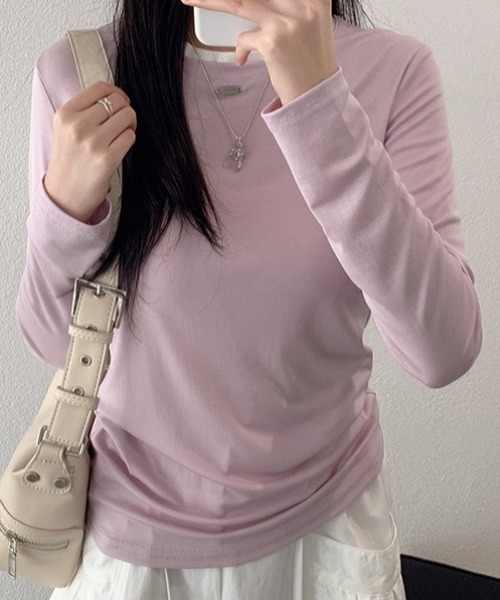 SHEPP(シープ)の「【26年秋冬新作】バイカラー配色リンガー長袖Tシャツ(Tシャツ/カットソー・レディース・ブルー/イエロー/ピンク/レッド/グレー/ブラウン/ブラック/ホワイト・F)」の13枚目の写真