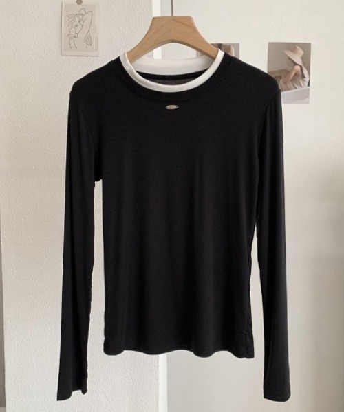 SHEPP(シープ)の「【26年秋冬新作】バイカラー配色リンガー長袖Tシャツ(Tシャツ/カットソー・レディース・ブルー/イエロー/ピンク/レッド/グレー/ブラウン/ブラック/ホワイト・F)」の16枚目の写真